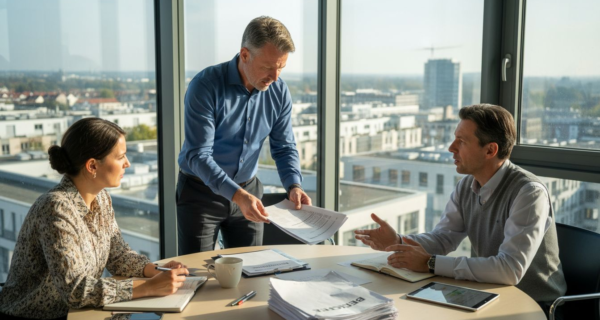 Das Team geht gemeinsam die Rückmeldungen der Kundinnen und Kunden durch.