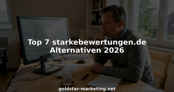 Ein Unternehmer sitzt am Schreibtisch und liest die neuesten Online-Bewertungen seines Unternehmens.