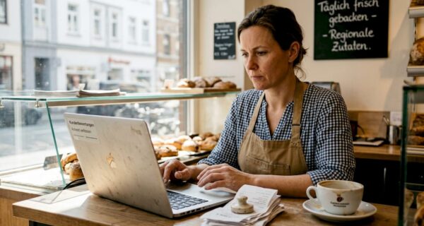 Der Bäcker beantwortet direkt am Tresen die Rückmeldungen seiner Gäste.